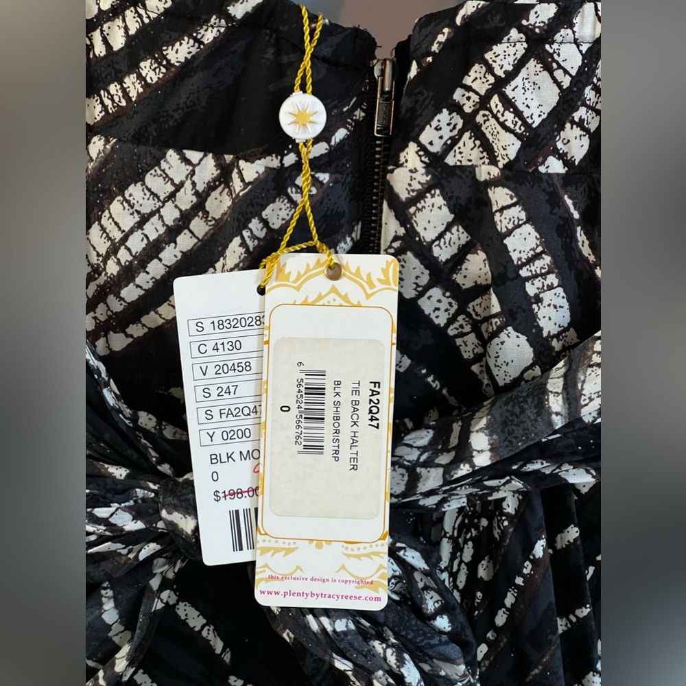 NWT Anthropologie Plenty - Tracy Reese Black White Printed Tiered Dress - Picture 7 of 7